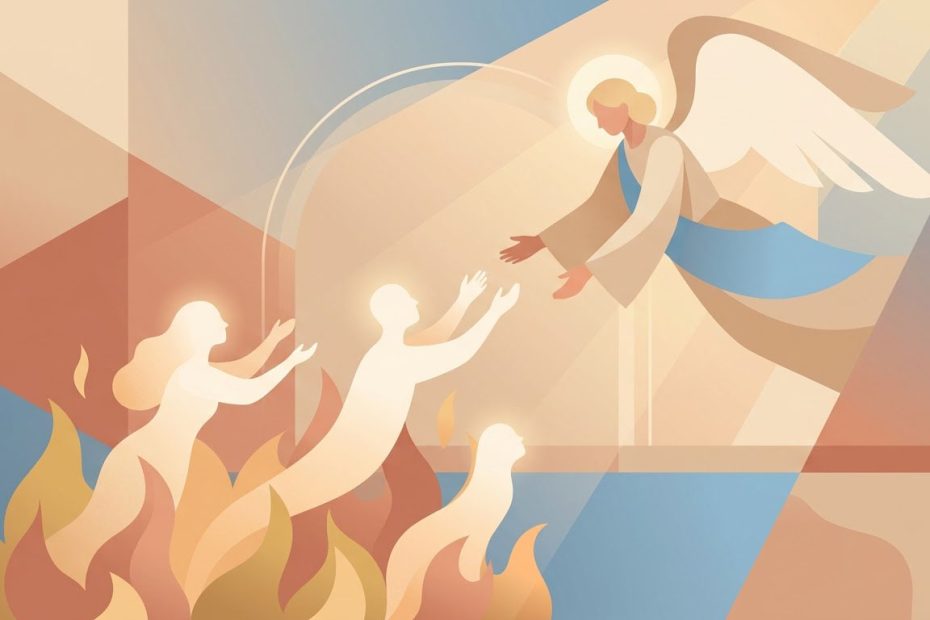 Défunts et Âmes du Purgatoire - Illustration prière catholique